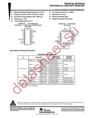 SN74HC166DTG4 datasheet  